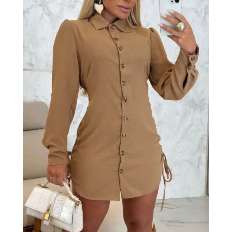 Button-up shirt dress for ladies with feminine cut and ruffle details Lune London