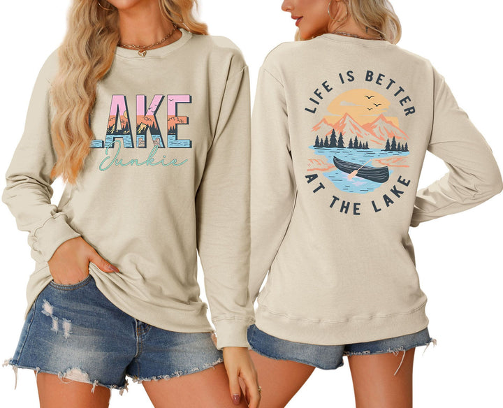 Chemise à manches longues pour femmes avec motif lac créatif et coupe décontractée Chic & Stil