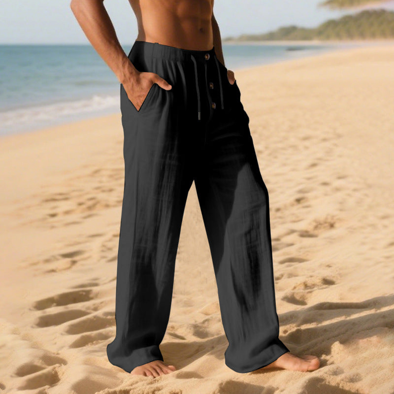 Comfortable summer leisure pants for men with elastic waistband and modern button details Lune London