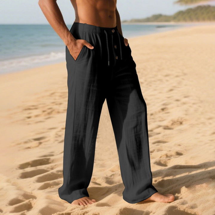 Comfortable summer leisure pants for men with elastic waistband and modern button details Lune London