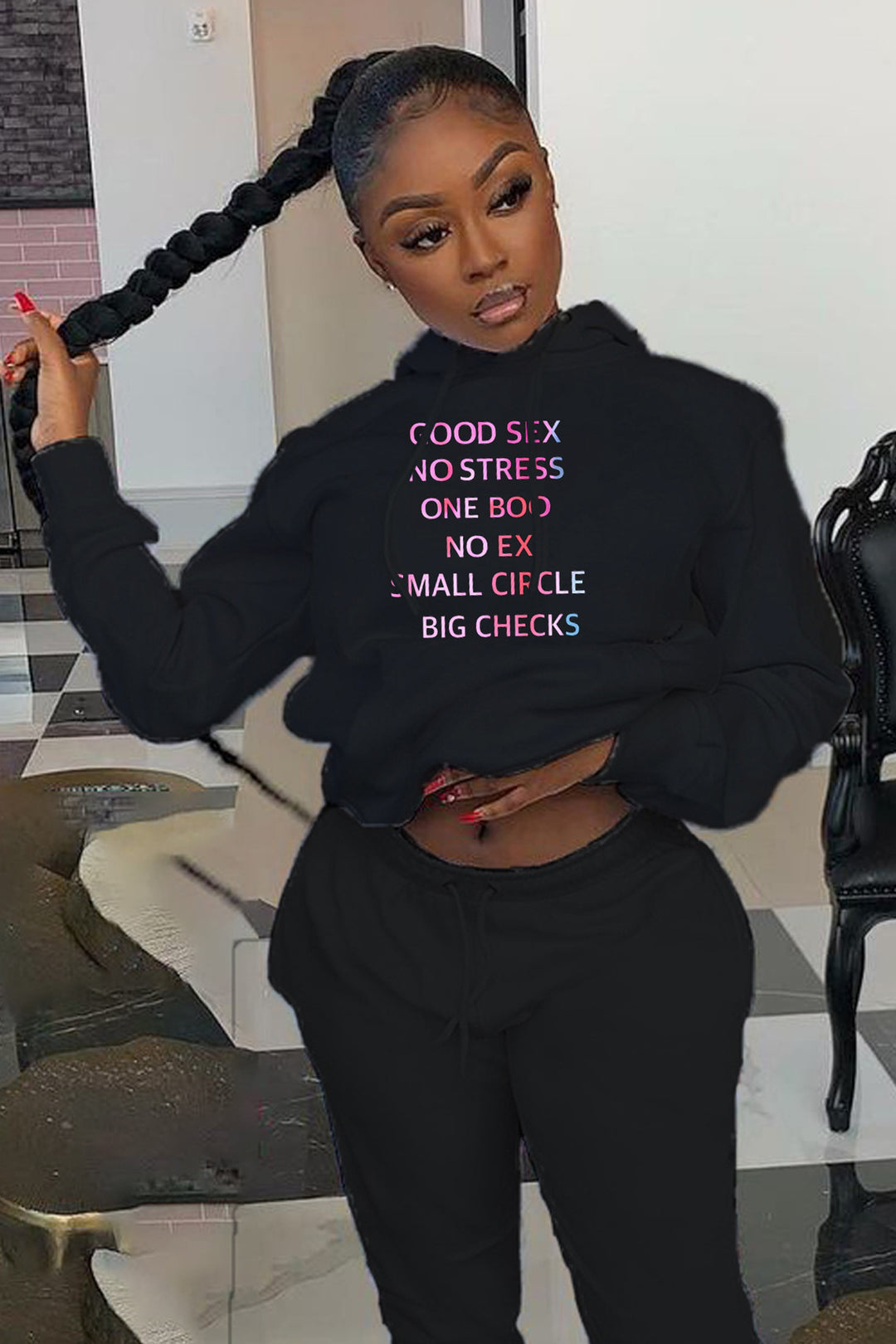 Hooded sweatshirt for women with a creative quote Lune London