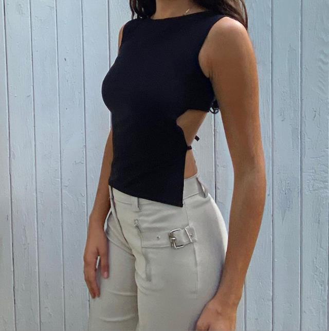 Ladies Crop Top Tie-Back Lune London
