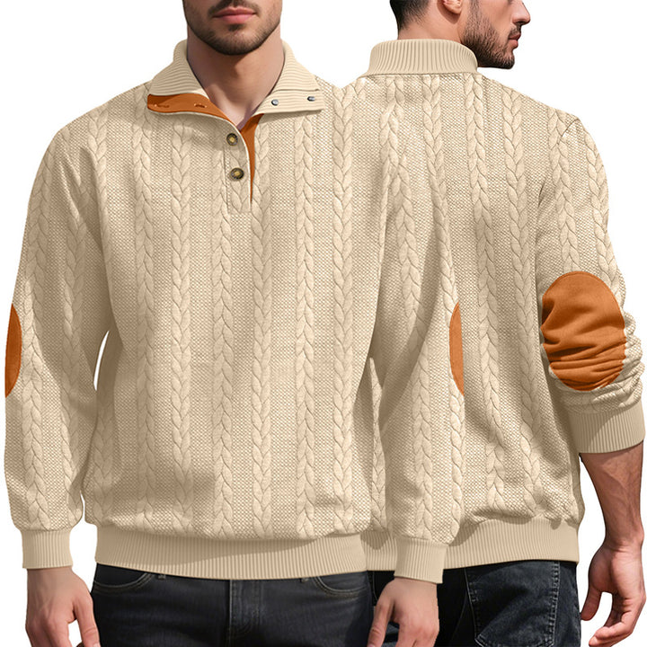 Trendy knit sweater for men with button placket and contrasting details Lune London