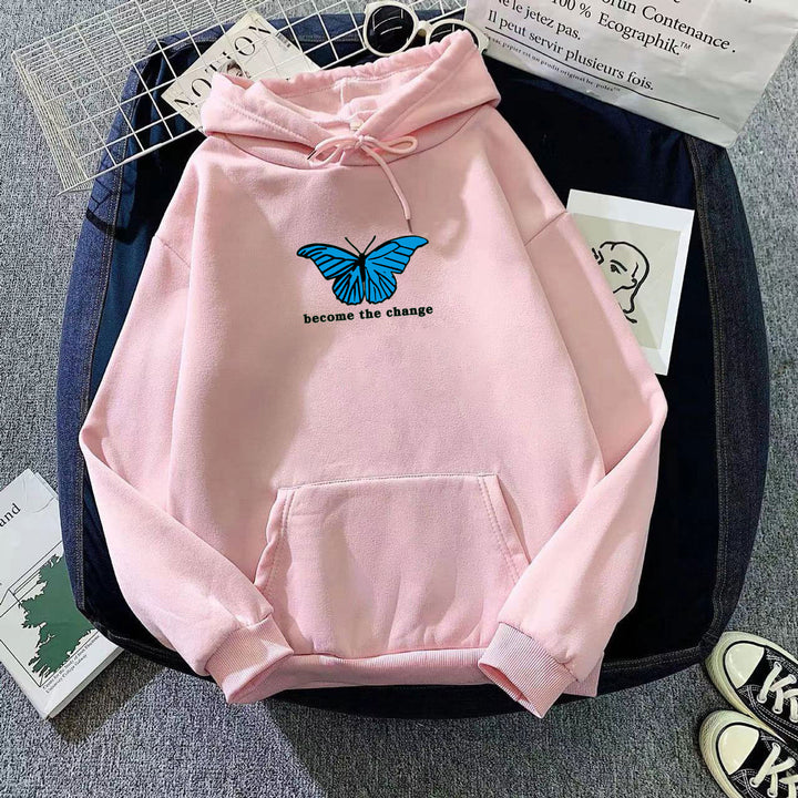 Women's hoodie with modern butterfly motif and inspiring inscription Chic & Stil
