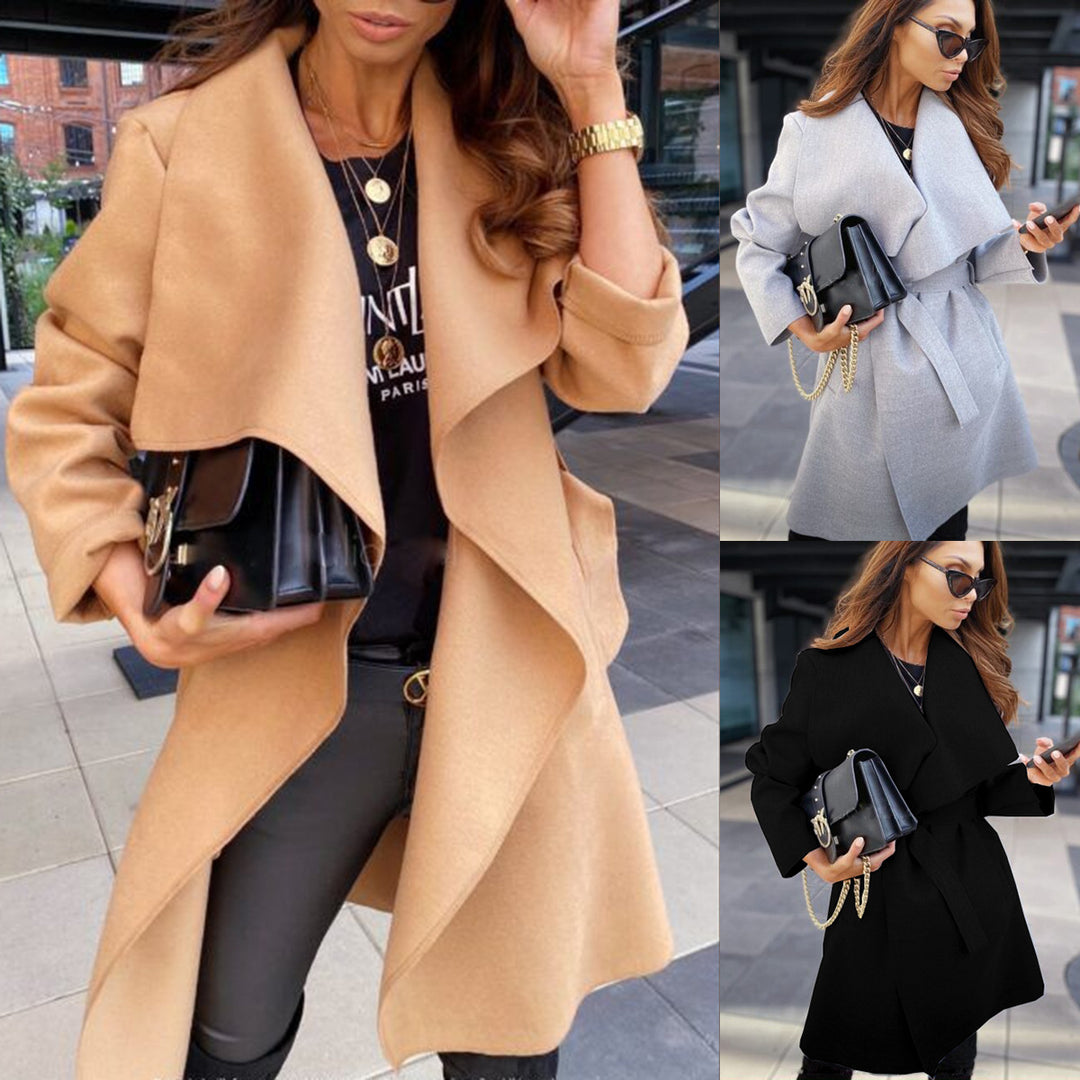 Elegant and bold women's coat with a casual wrap design Lune London
