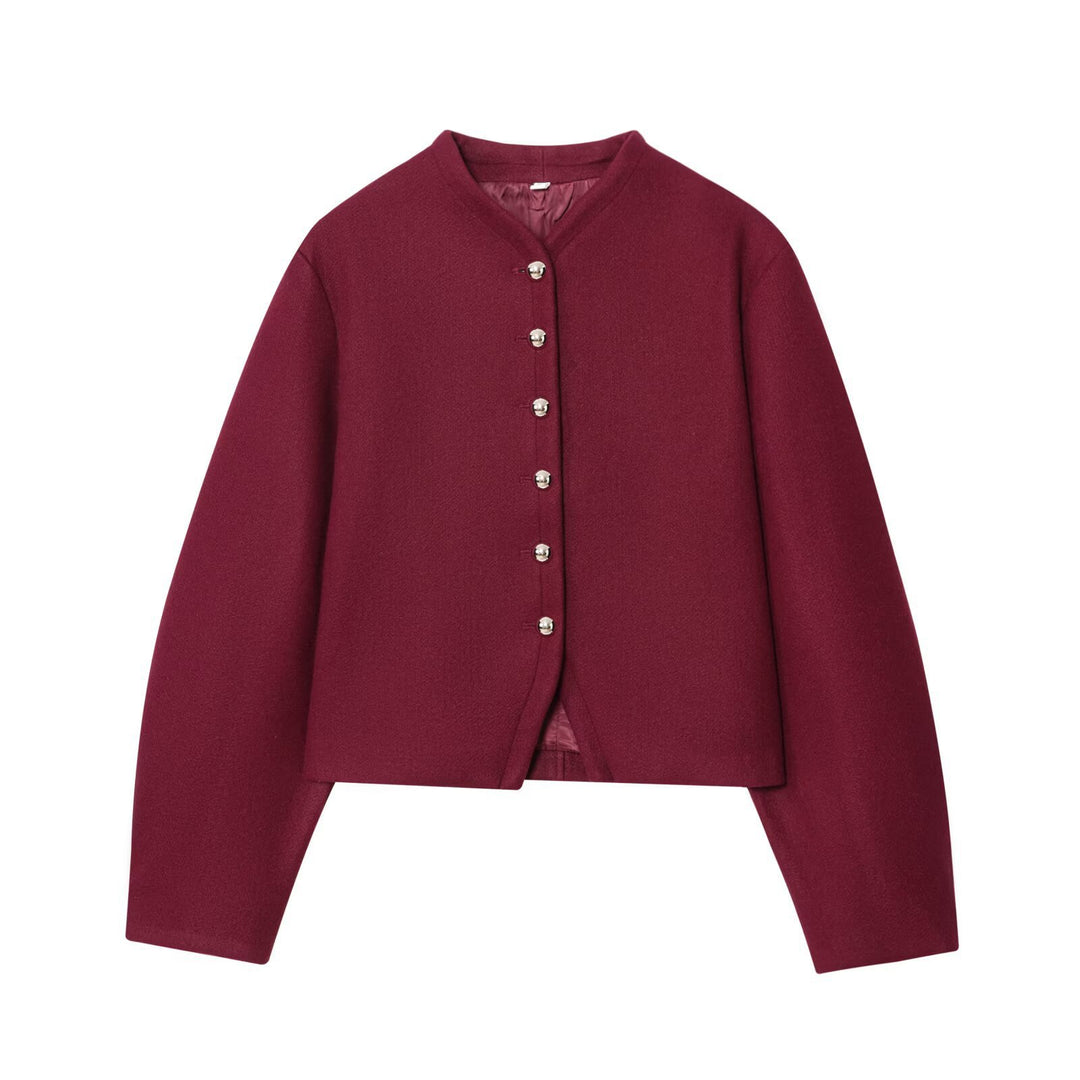 Elegant women's wool jacket with Moon London button details