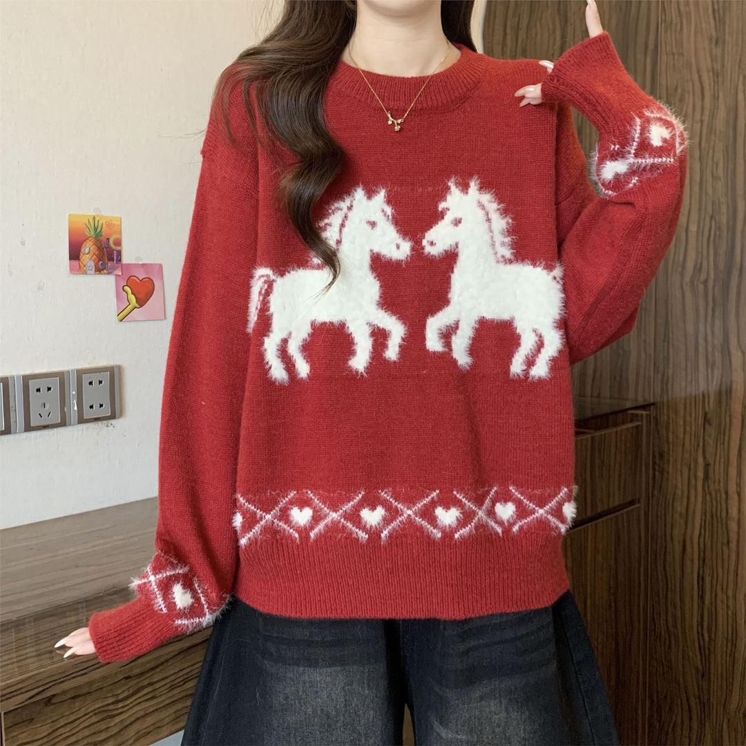 Pull confortable pour femmes avec motif licorne Chic & Stil