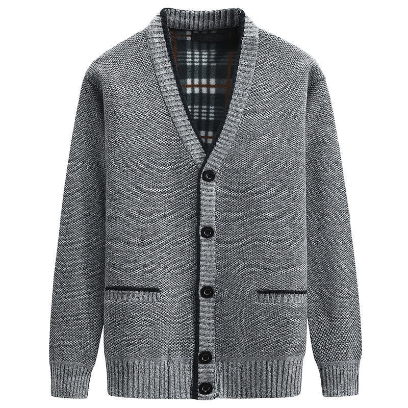 Men's cardigan with plaid lining and practical pockets Lune London