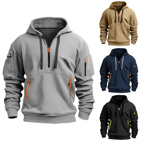 Functional hooded jacket for men with practical zippered pockets Lune London