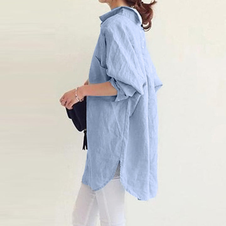 Ladies Oversized Linen Button-Up Tunic Lune London