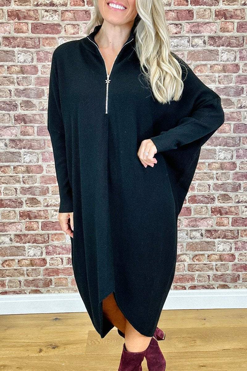 Oversized knit dress for women with zipper Lune London