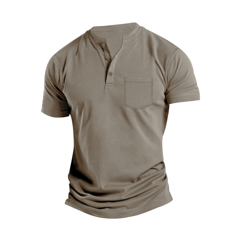 Men's Short Sleeve Henley T-Shirt with Practical Button Detail Lune London