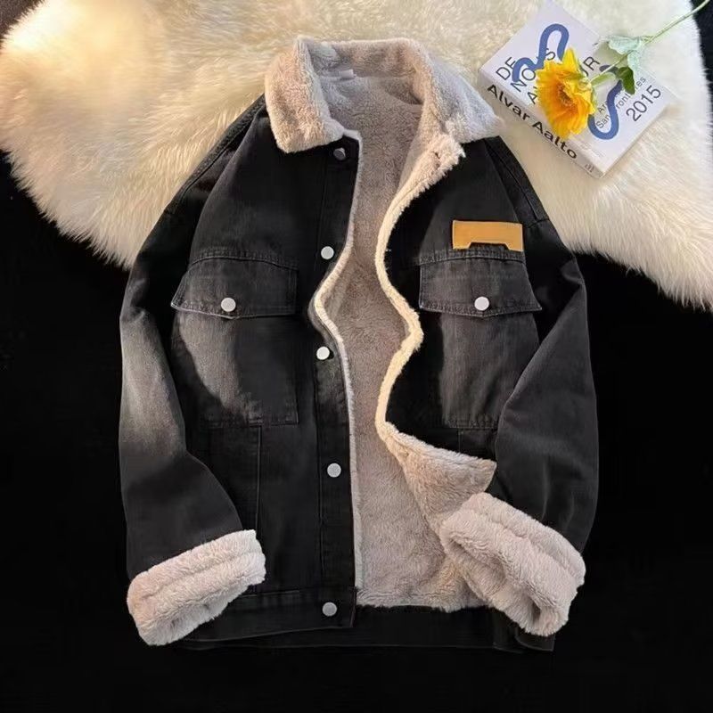 Oversized denim jacket for women with faux fur lining Lune London