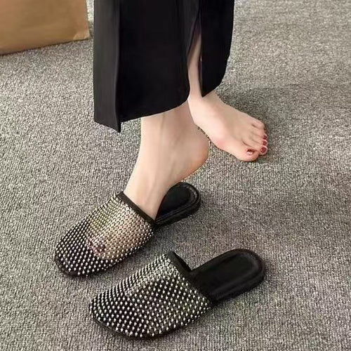 Strappy mules for women with rhinestone embellishment Lune London