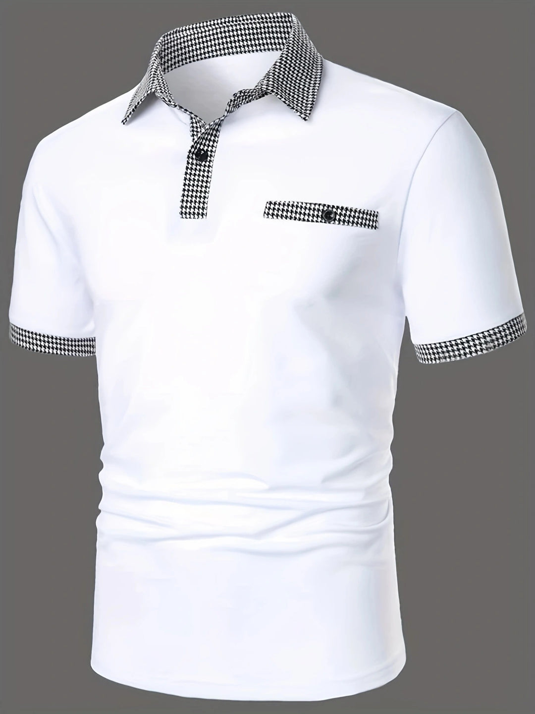 Stylish short-sleeve polo shirt for men with a checkered accents Lune London