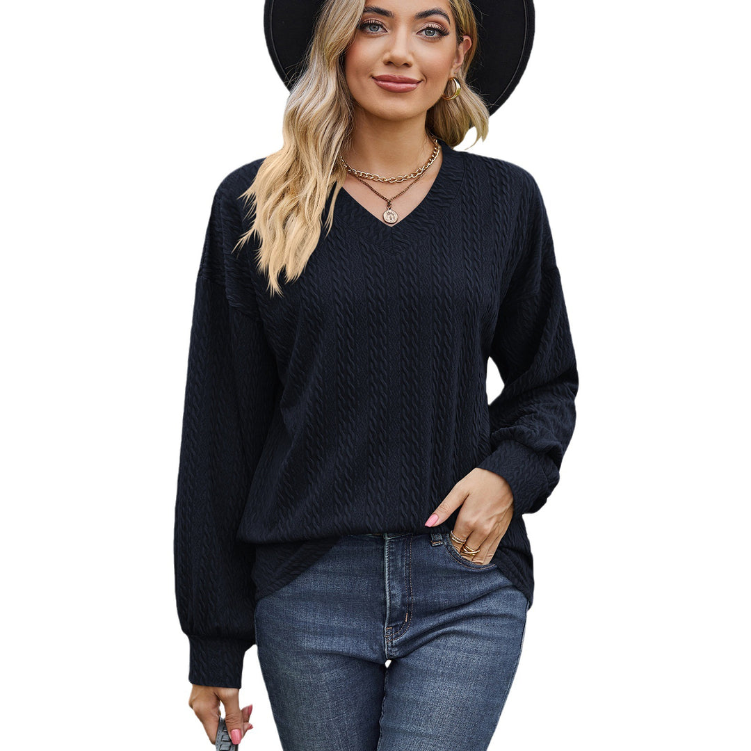 Ladies' viscose sweater with textured cable pattern and relaxed fit Lune London