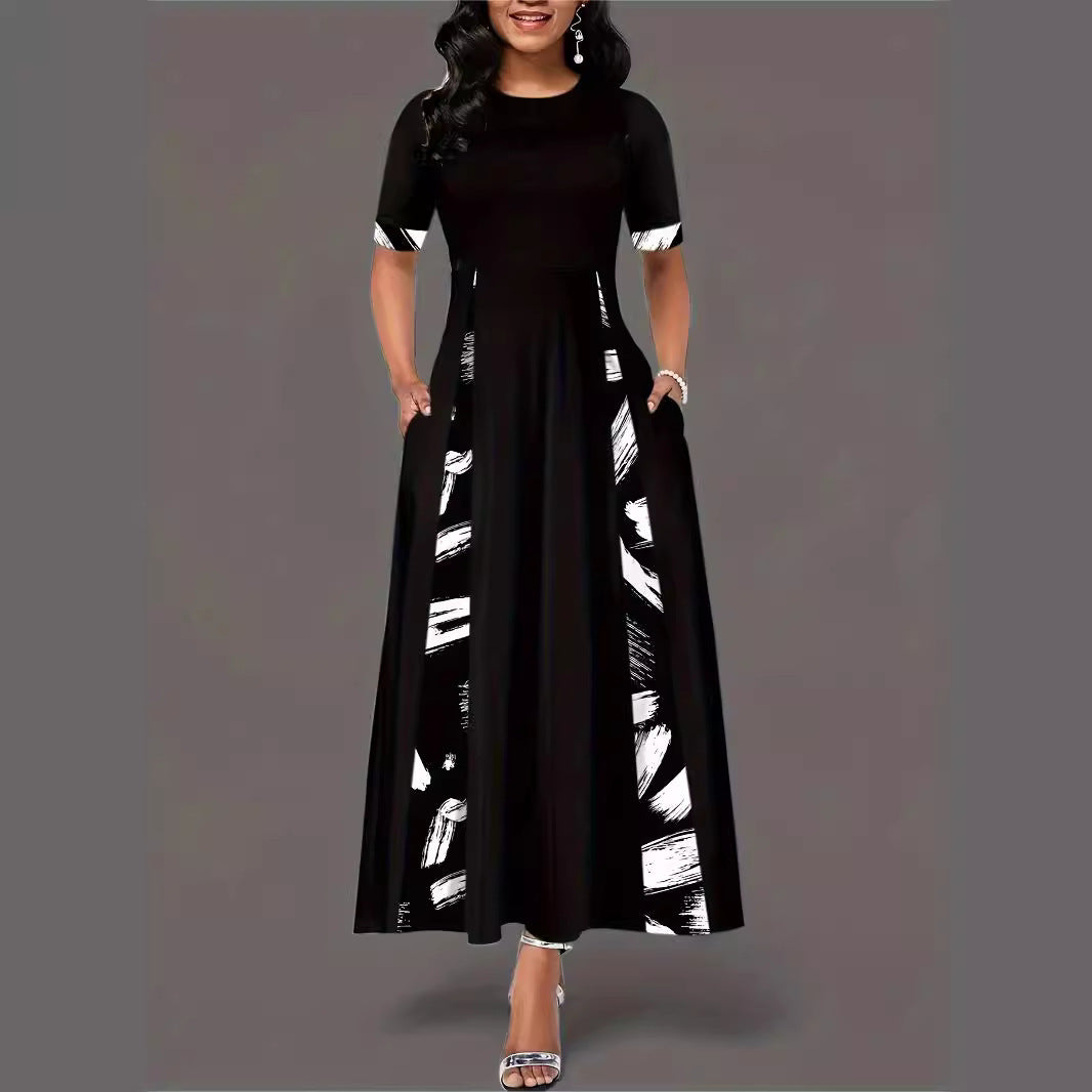 Maxi dress for women with artistic pattern and practical pockets Lune London