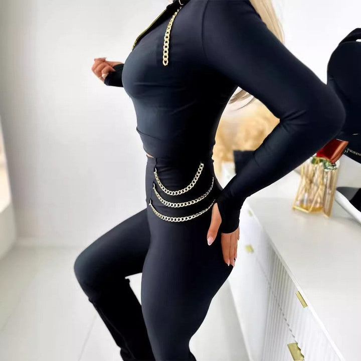 Lune London | Women’s sporty one-piece with detailed chain accents