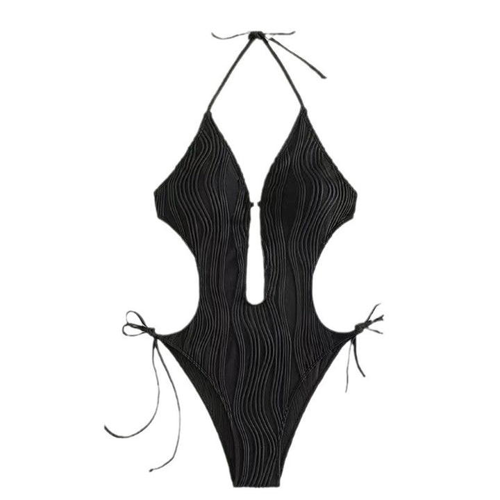 One-piece swimsuit for women with side ties and a deep V-neck Lune London