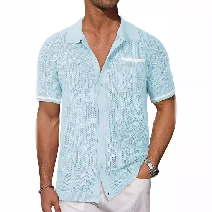 Short sleeve breathable shirt for men with a decorative perforation pattern Lune London