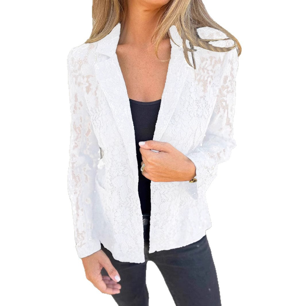 Transparent lace jacket for women with a modern cut and an elegant detail Lune London