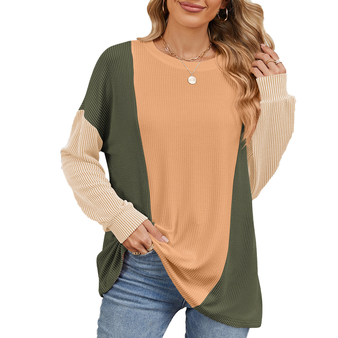 Oversized sweater for women with textured ribbed design and modern blocked color accents Lune London