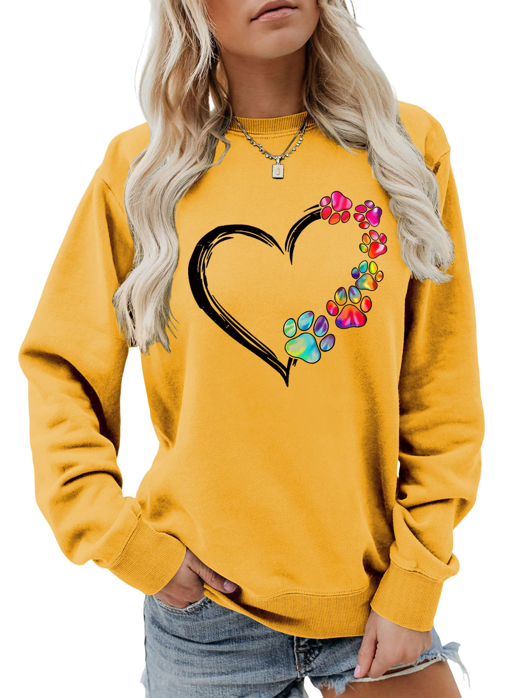Sweatshirt pour femmes avec design créatif de cœur en forme de patte Chic & Stil