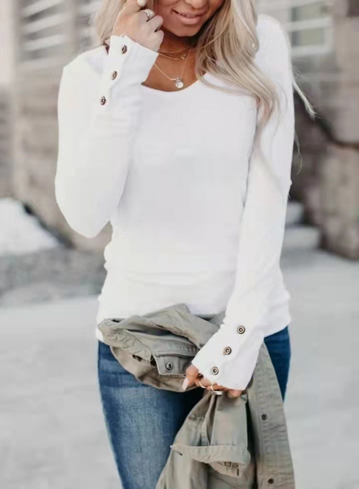 Women's long sleeve t-shirt with elegant buttons Lune London