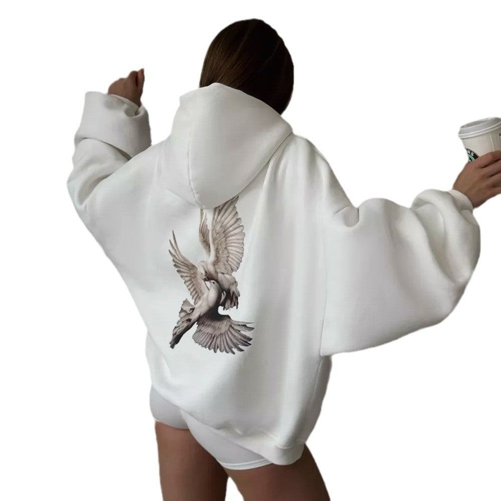 Women's hoodie with creative bird pattern and casual fit Lune London