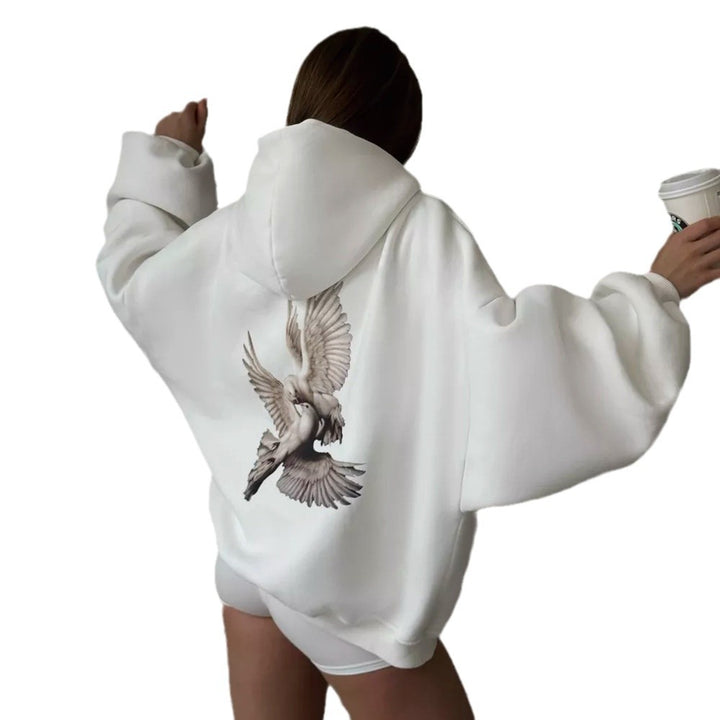 Women's hoodie with creative bird pattern and casual fit Lune London