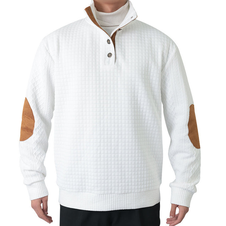 Men's sweater with high collar and leather applications Lune London