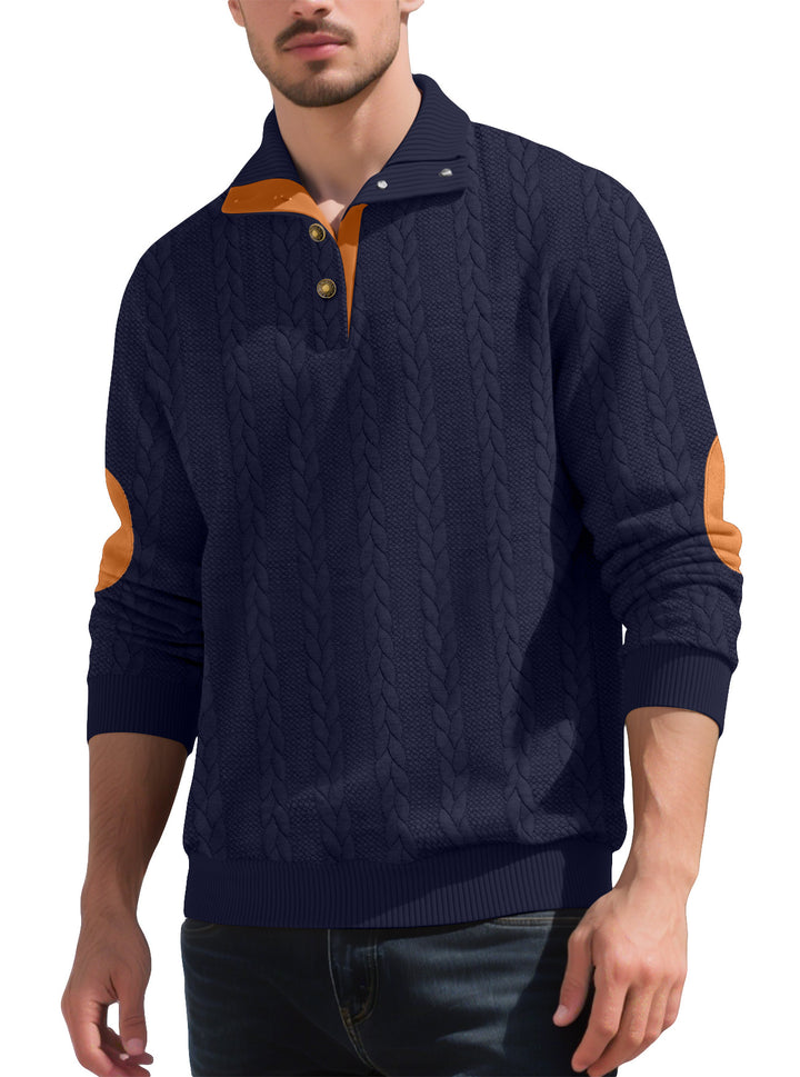 Trendy knit sweater for men with button placket and contrasting details Lune London