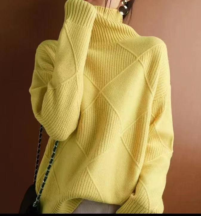 Oversized sweater for women with high collar and structured design Lune London