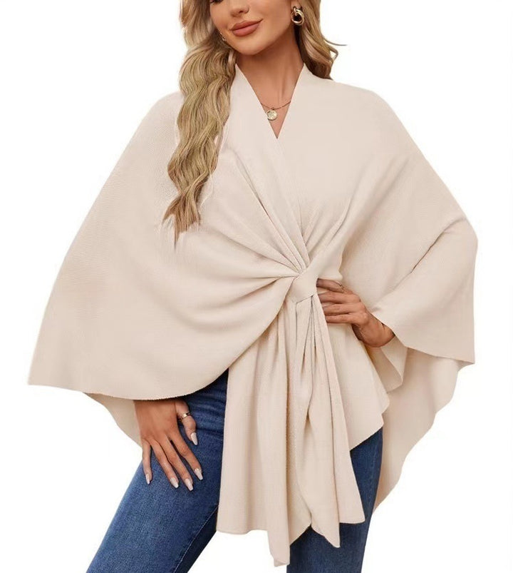 Ladies Elegant Wrapped Sweater with Asymmetrical Cut Lune London