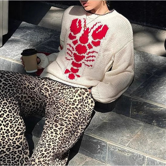 Women's sweater with unique lobster pattern and lightweight knit Lune London