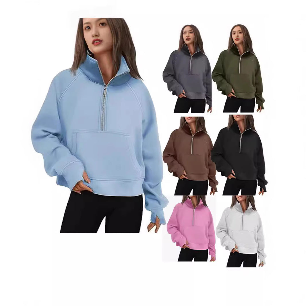 Women's sweatshirt with high collar and half-zip Lune London