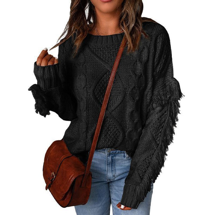 Knit sweater for women with voluminous sleeves and refined color details Lune London