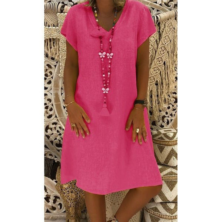 Robe d'été pour femmes avec décolleté en V décontracté et ourlet asymétrique Chic & Stil