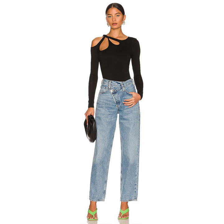Body pour femmes à manches longues avec design découpé à la mode Chic & Stil