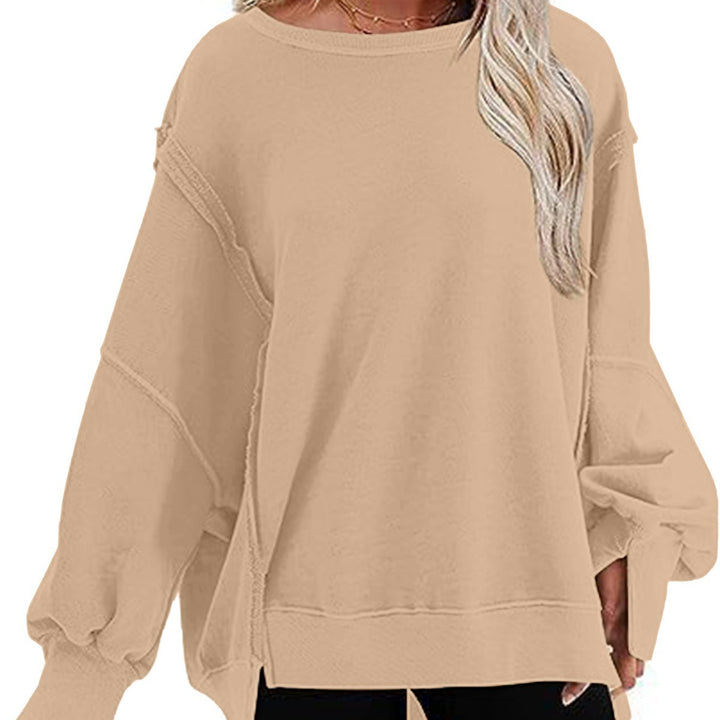 Ladies casual sweatshirt with puff sleeves and side slits Lune London