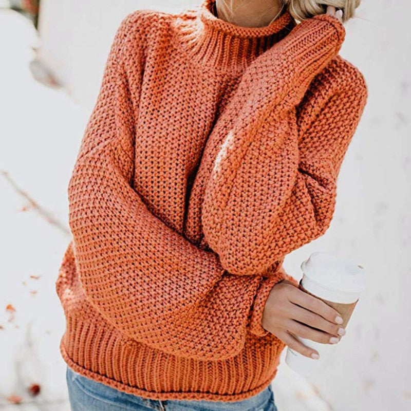 Lune London | Women's chunky knit sweater with standing collar and voluminous sleeves
