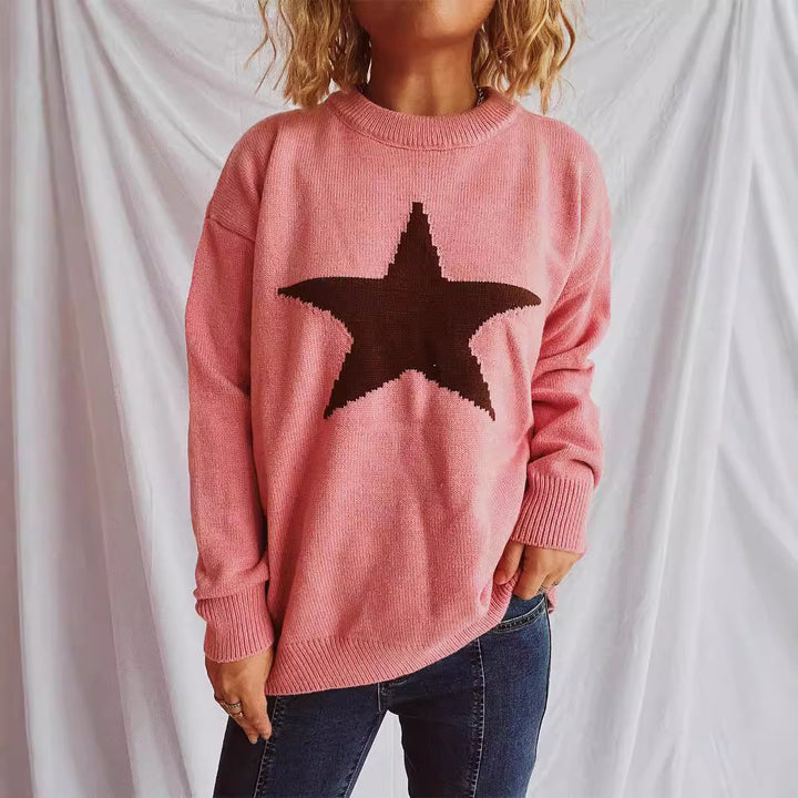 Casual women's sweater with a catchy star pattern Lune London
