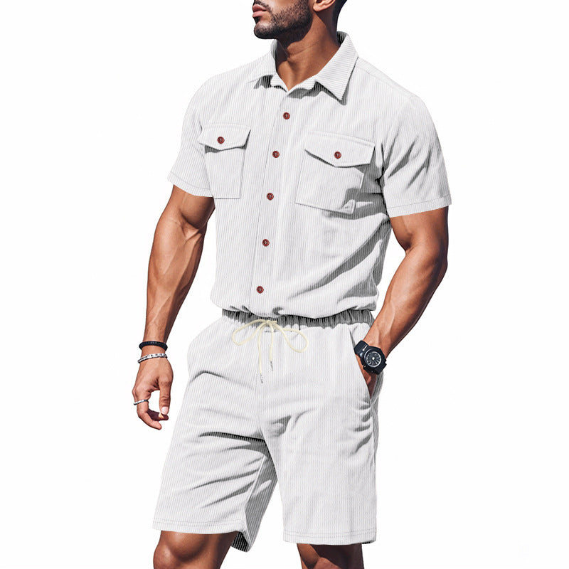 Elegant leisure suit for men with structured details and practical chest pockets Lune London