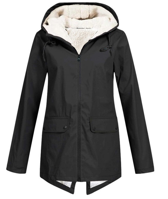 Lune London | Women's weatherproof and padded rain jacket with adjustable hood collar