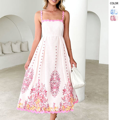 Chic & Stil Women's Summer Maxi Dress with Floral Pattern and Ruffled Hem
