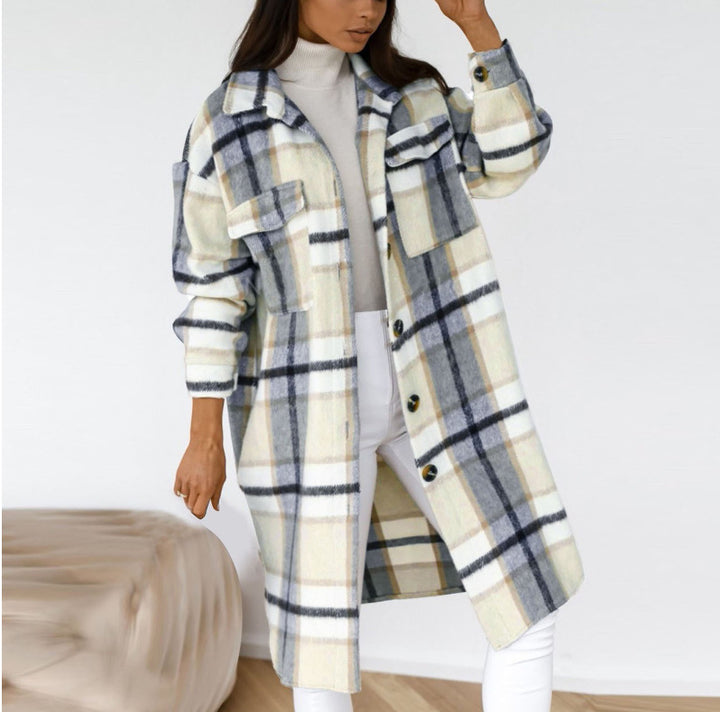 Veste à carreaux grande taille pour femmes Chic & Stil