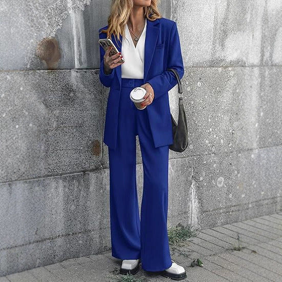 Elegant business suit set for women with wide legs and fitted blazer Lune London