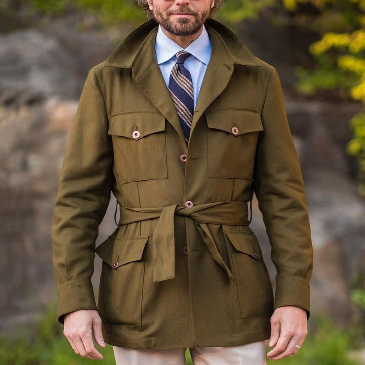 Utility jacket for men with waist belt and functional pockets Lune London