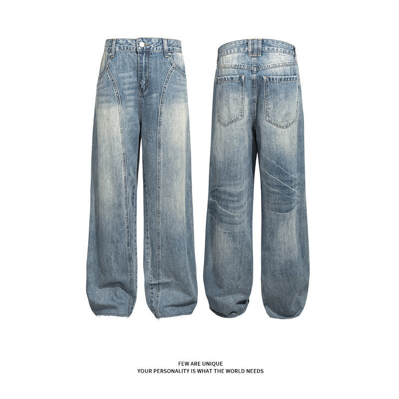 Ladies high-waisted wide jeans with integrated belt Lune London