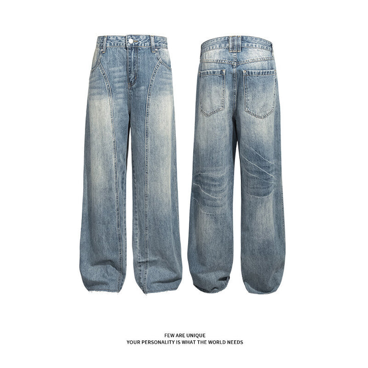 Ladies high-waisted wide jeans with integrated belt Lune London